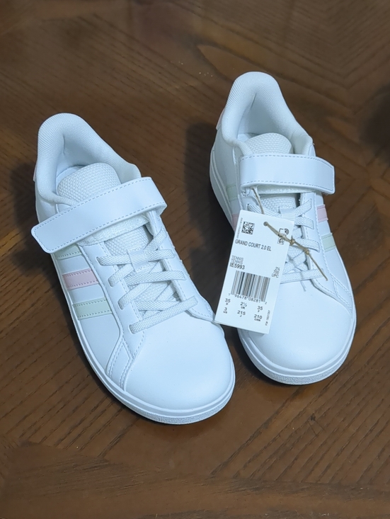 adidas Other - adidas Kids White Sneakers with Pastel Pink and Pastel Green Stripes